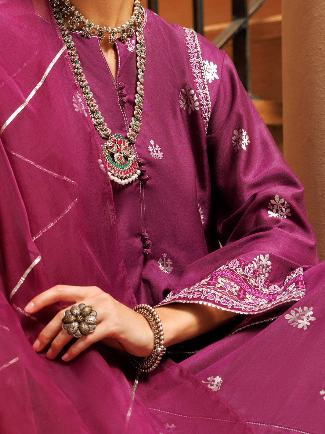 Purple Salsa Silk 3 Piece Stitched - ALP-3PS-1850 - Almirah Online