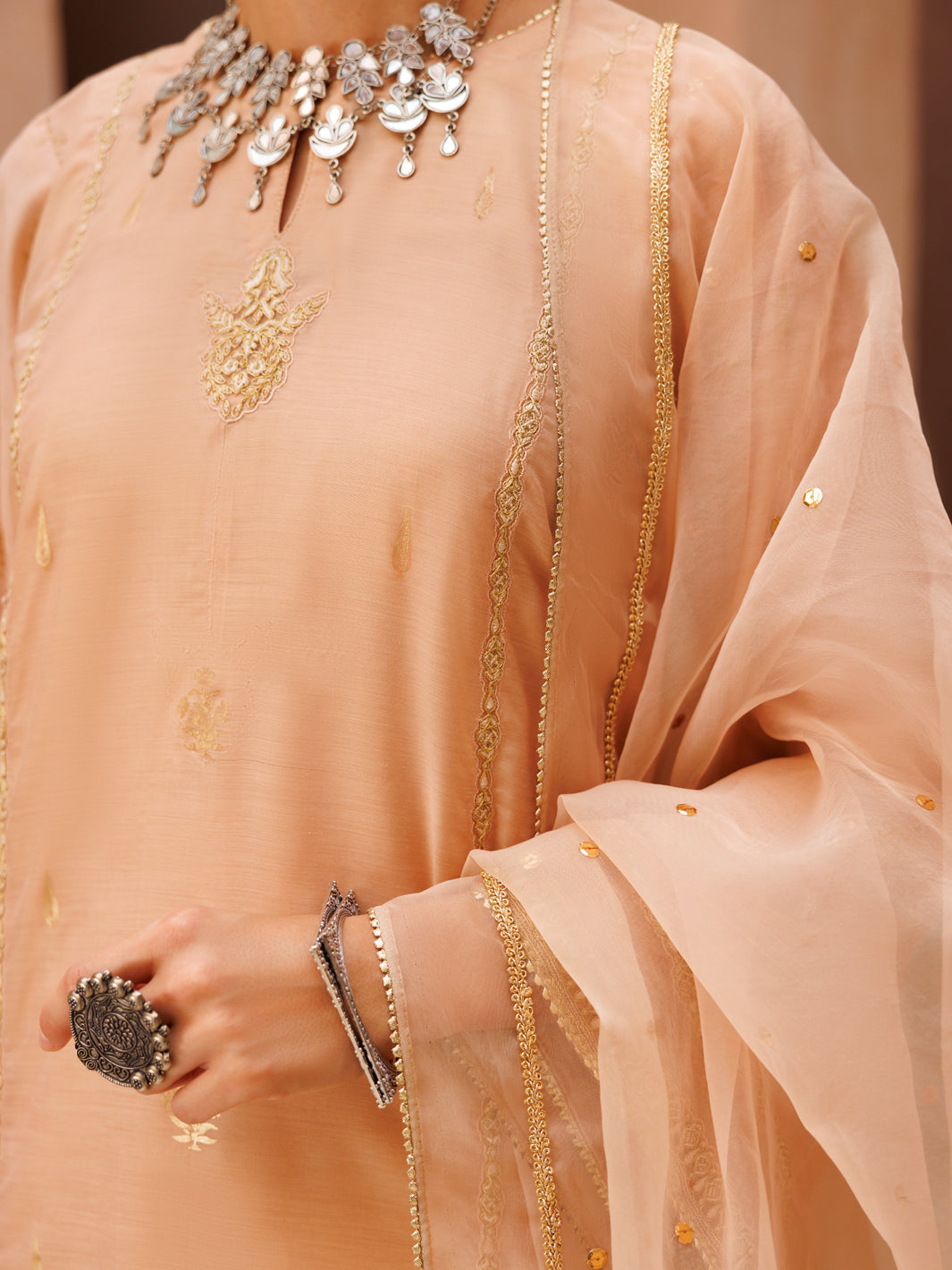 Tea Pink Salsa Silk 3 Piece Stitched - ALP-3PS-1851 - Almirah Online