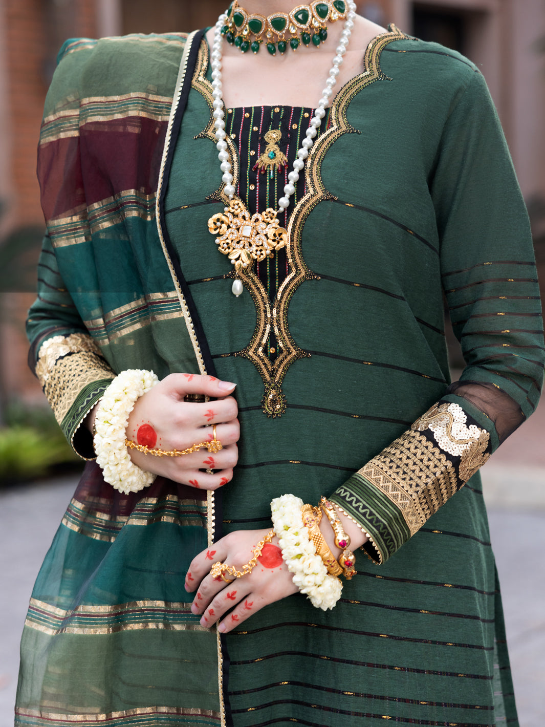 Green Yarn Dyed 3 Piece Stitched - ALP-3PS-1852 - Almirah Online
