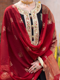 Black Cotton Jacquard 3Pc Stitched - ALP-3PS-1857