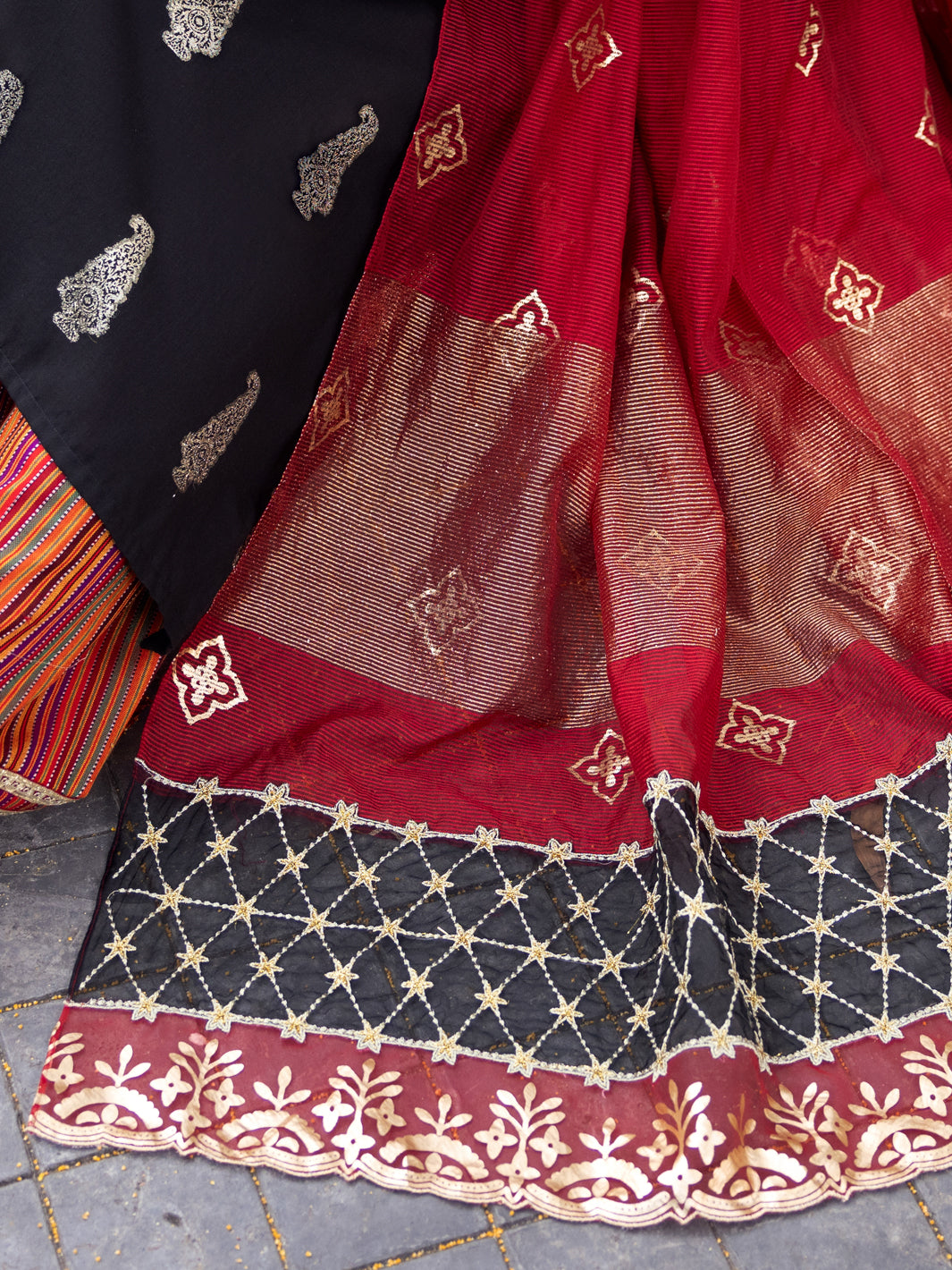 Black Cotton Jacquard 3 Piece Stitched - ALP-3PS-1857 - Almirah Online