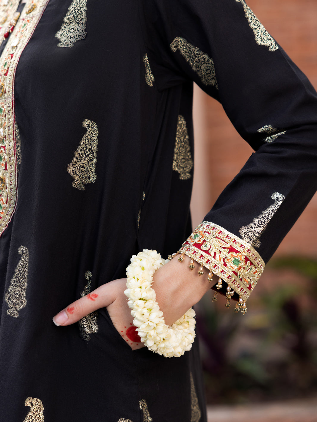Black Cotton Jacquard 3 Piece Stitched - ALP-3PS-1857 - Almirah Online