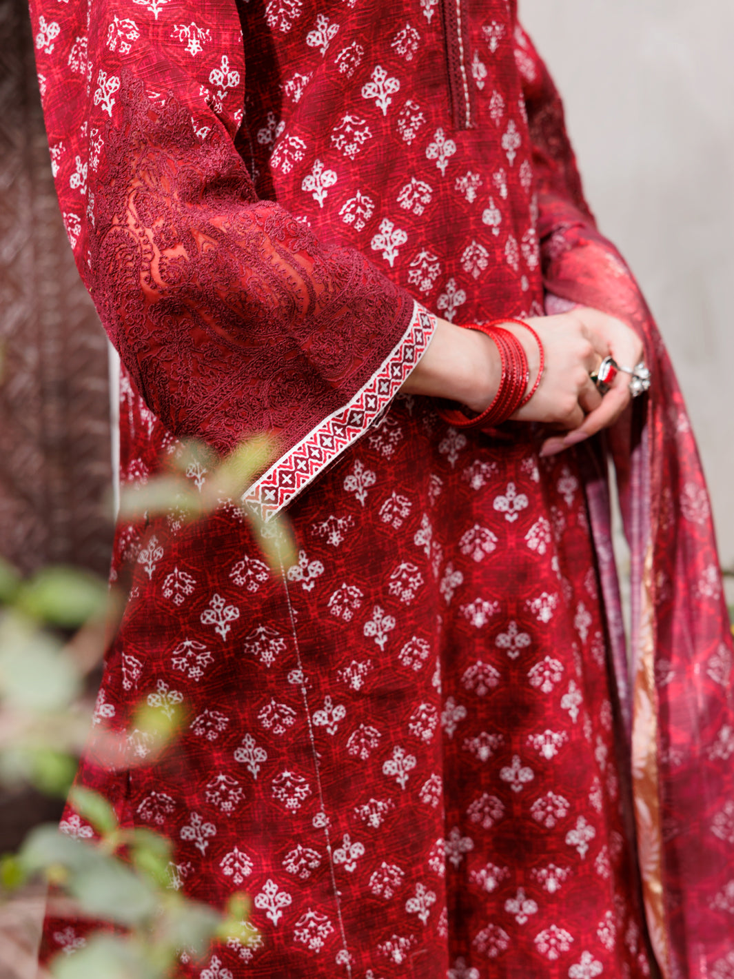 Maroon Square Dobby 3Pc Stitched - ALP-3PS-1879