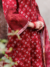 Maroon Square Dobby 3Pc Stitched - ALP-3PS-1879
