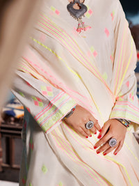 Off White Jacquard 3Pc Stitched - ALP-3PS-1886
