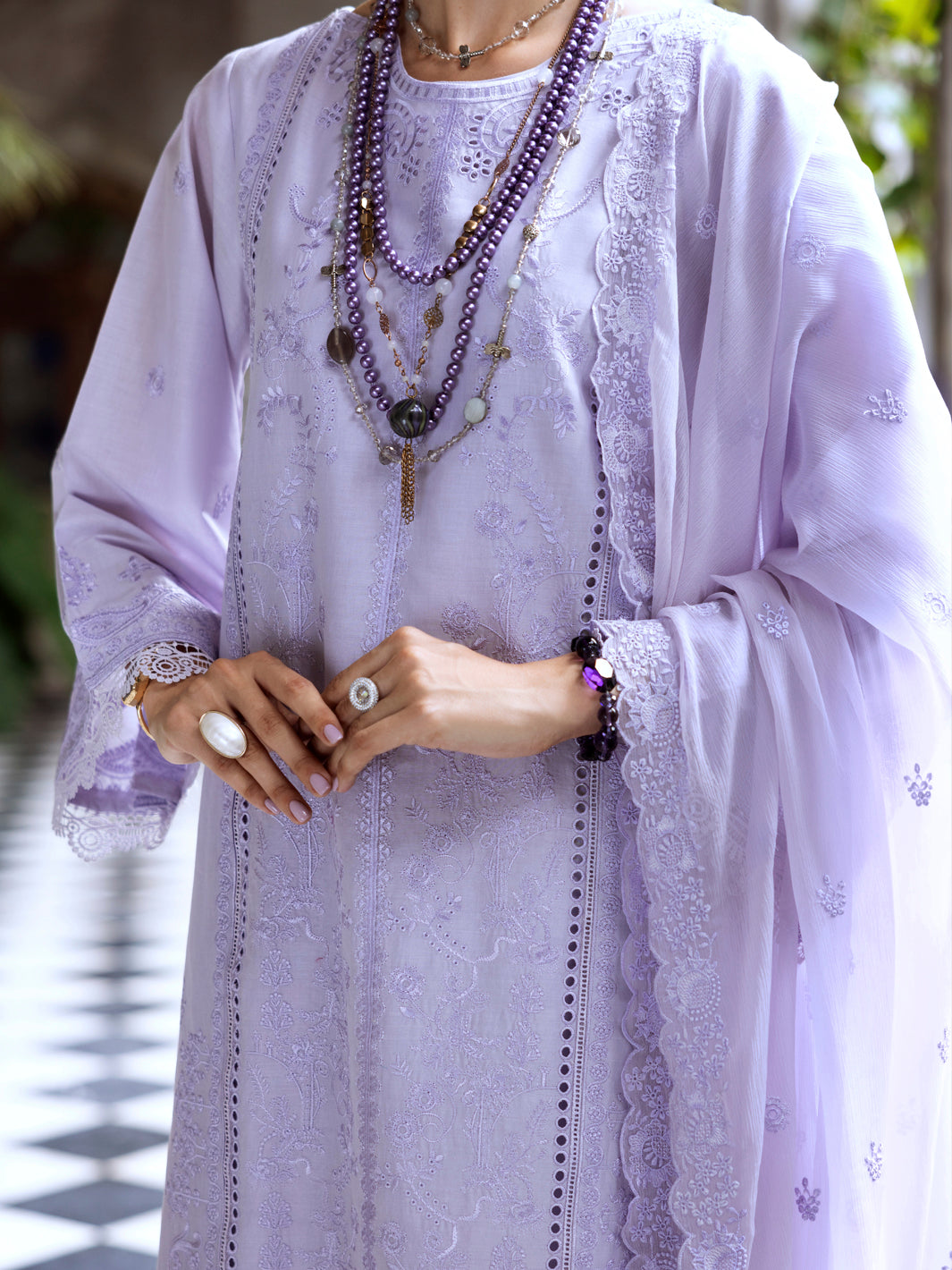 Purple Schiffli Lawn 3 Piece Stitched - ALP-3PS-2110