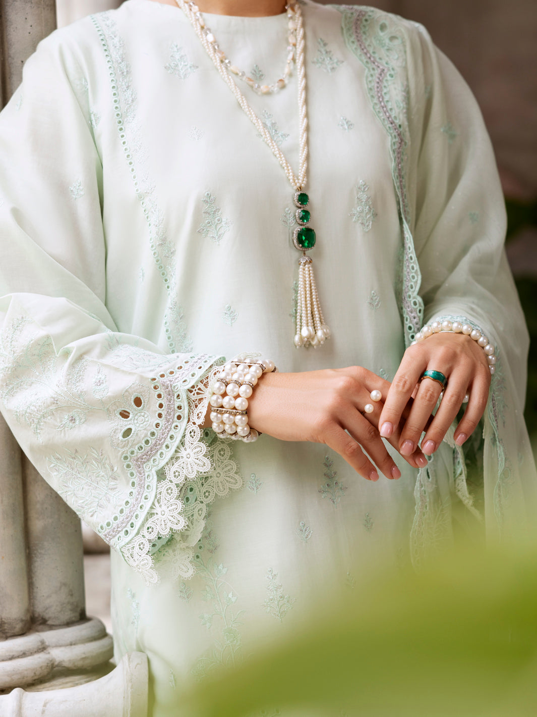 Light Green Schiffli Lawn 3 Piece Stitched - ALP-3PS-2112