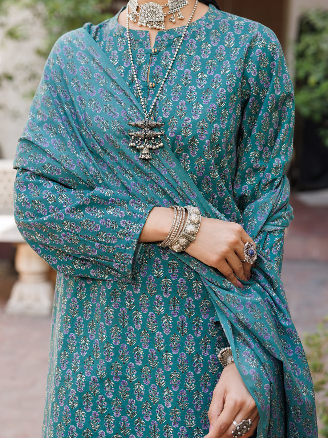 Teal Lawn 3 Piece Stitched - ALP-3PS-2121