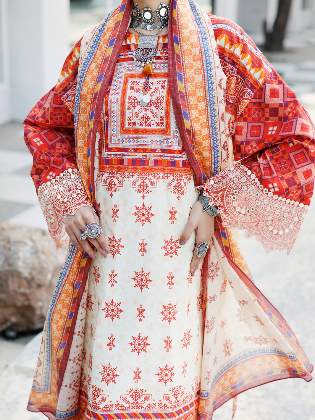 Cream Lawn 3 Piece Stitched - ALP-3PS-2138