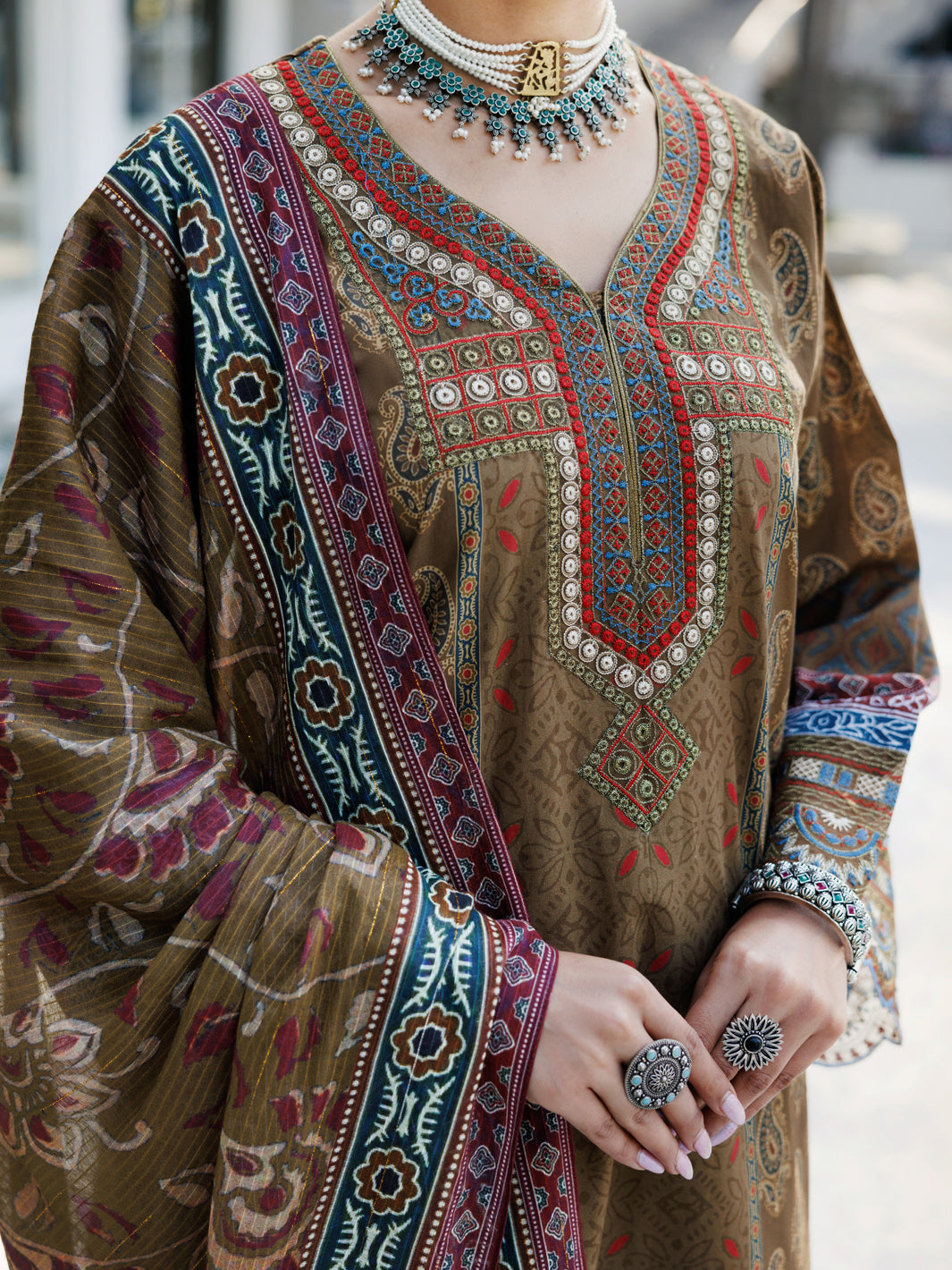 Mehendi Green Lawn 3 Piece Stitched - ALP-3PS-2139