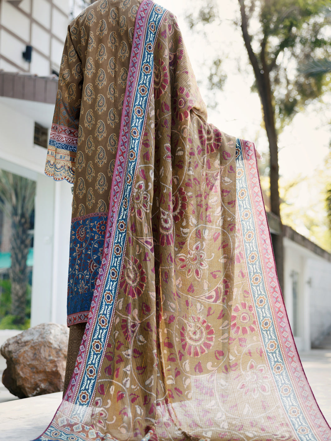 Mehendi Green Lawn 3 Piece Stitched - ALP-3PS-2139