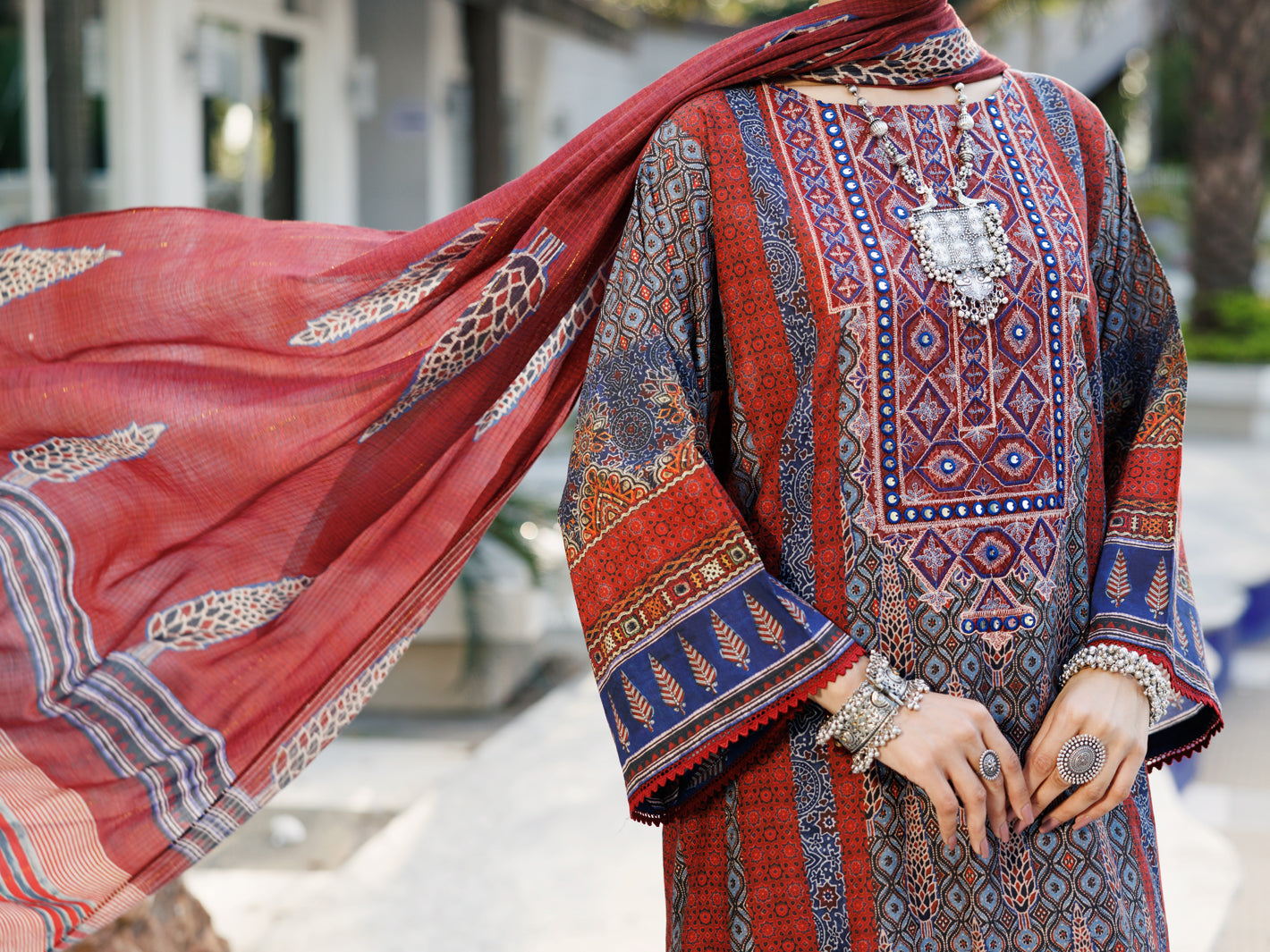 Maroon Lawn 3 Piece Stitched - ALP-3PS-2140