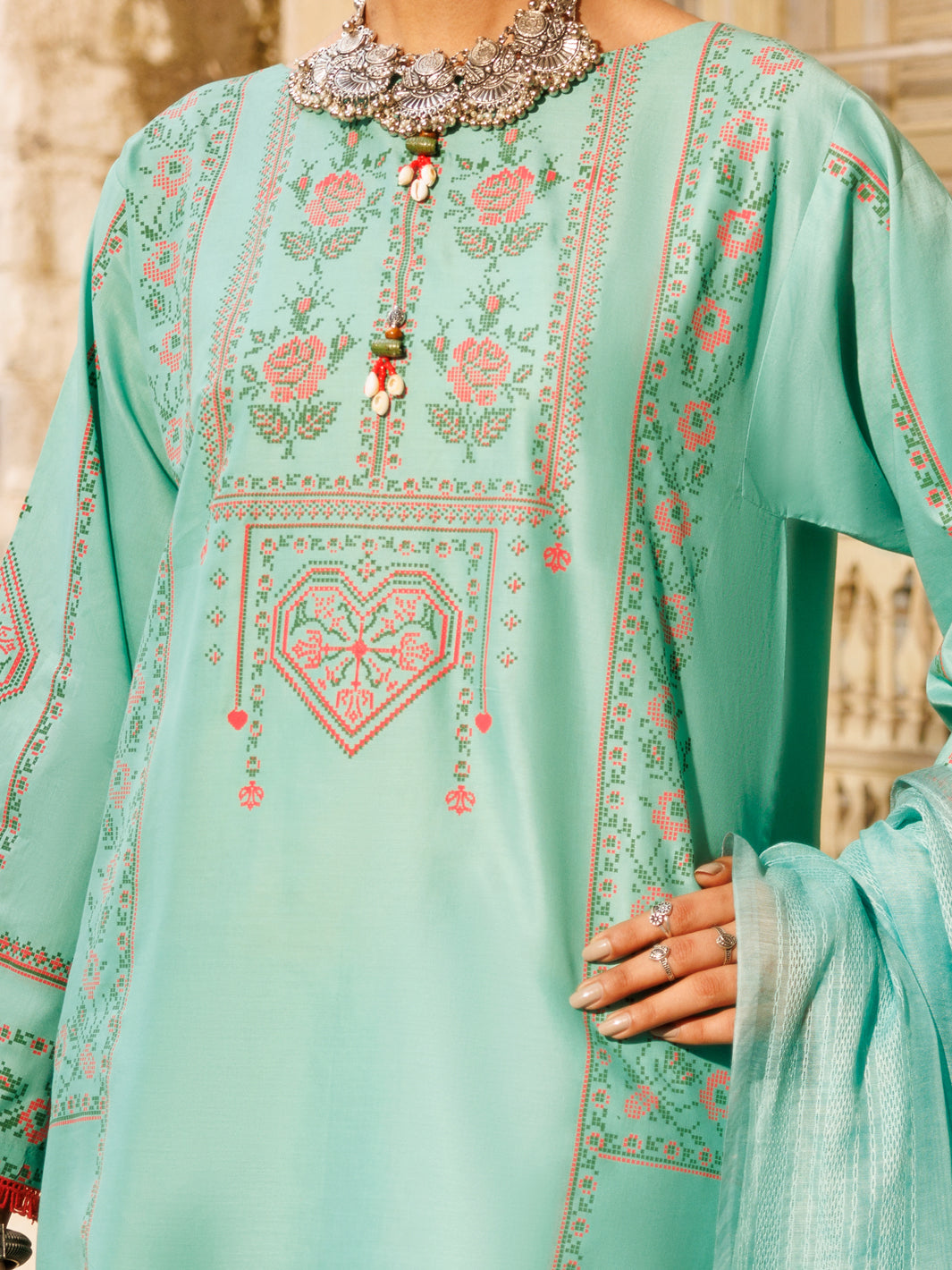 Aqua Blue Cambric 3Pc Stitched - ALP-3PS-2143
