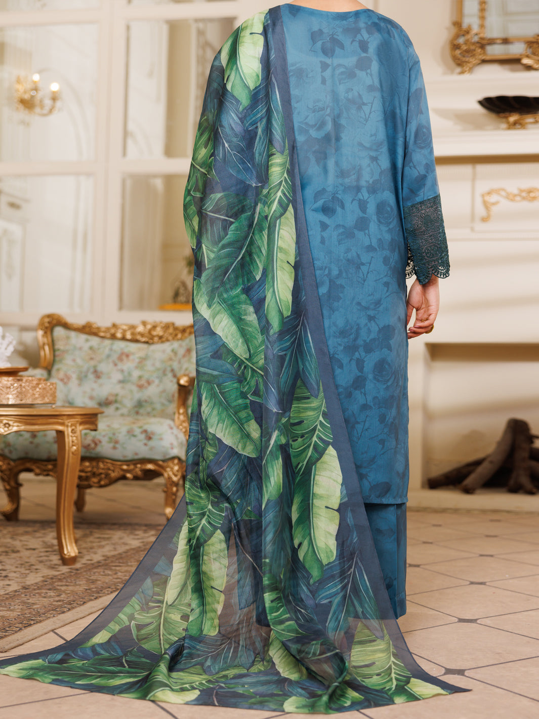 Teal Lawn 3 Piece Stitched - ALP-3PS-2150