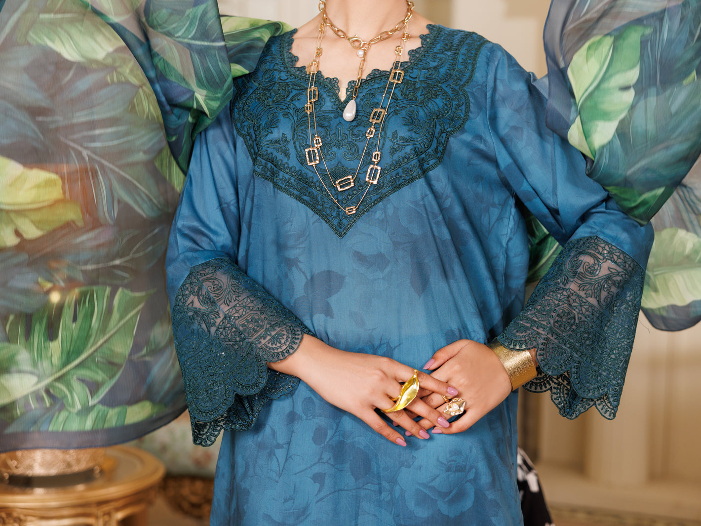 Teal Lawn 3 Piece Stitched - ALP-3PS-2150