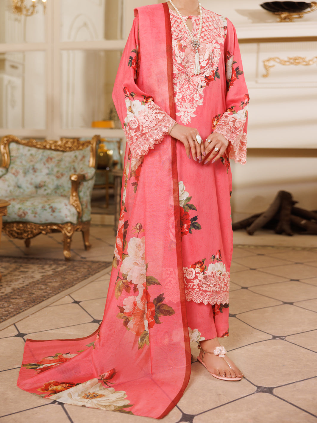 Pink Lawn 3 Piece Stitched - ALP-3PS-2151