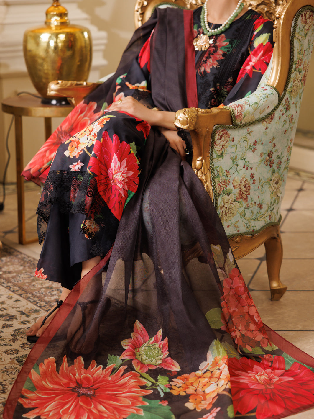 Black Lawn 3 Piece Stitched - ALP-3PS-2152