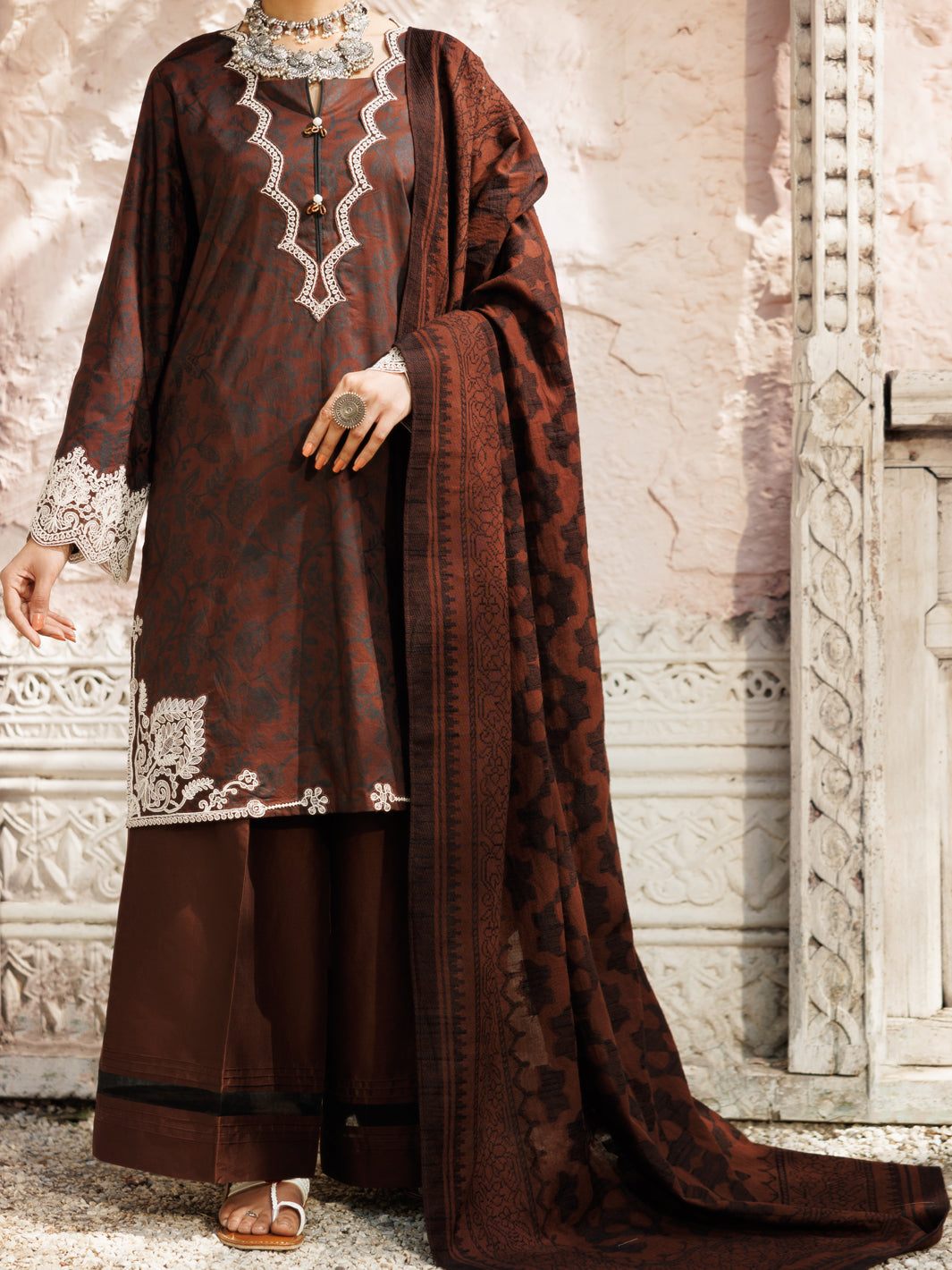 Brown Dobby 3Pc Stitched - ALP-3PS-2174