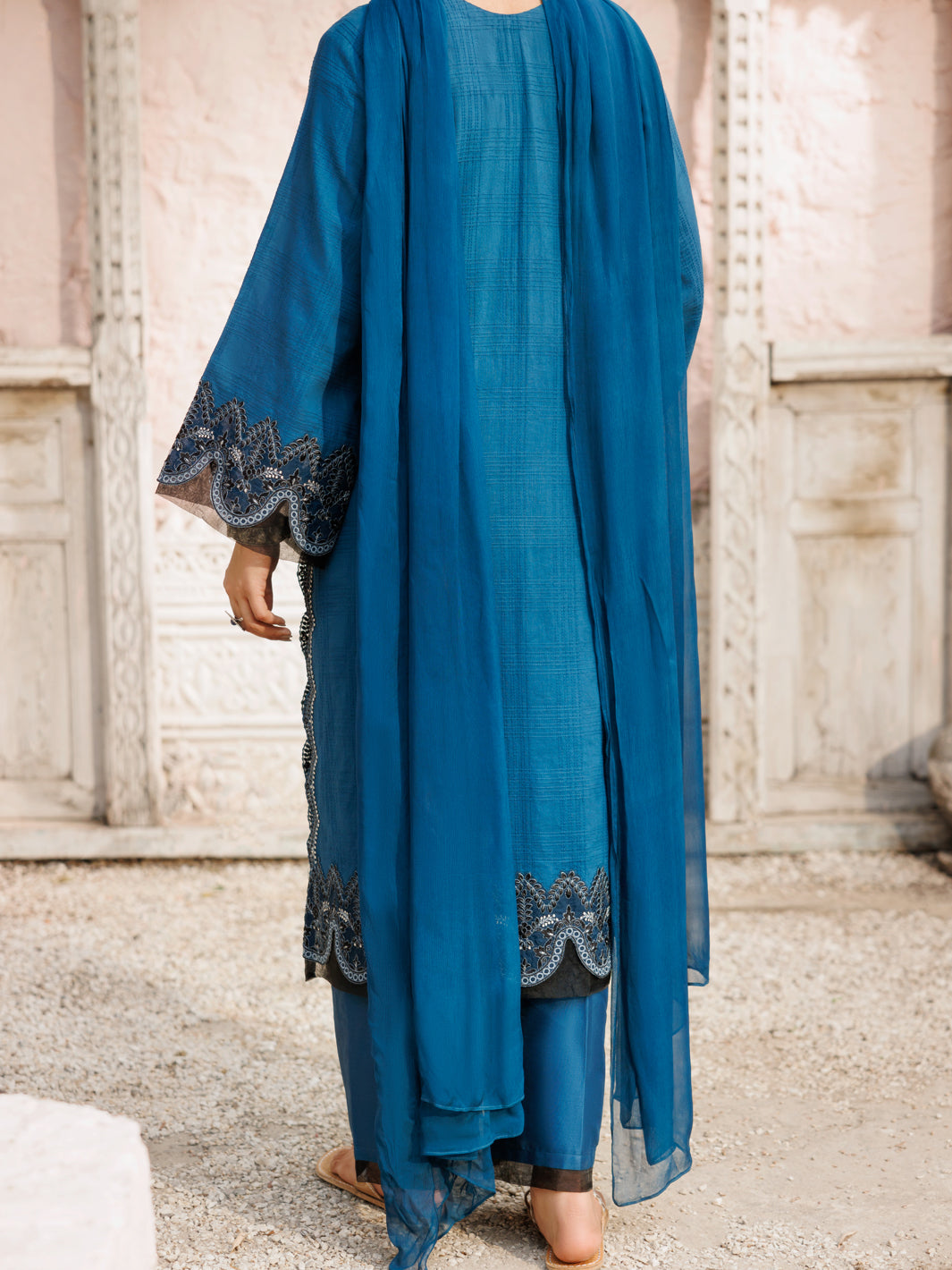 Teal Jacquard 3Pc Stitched - ALP-3PS-2175