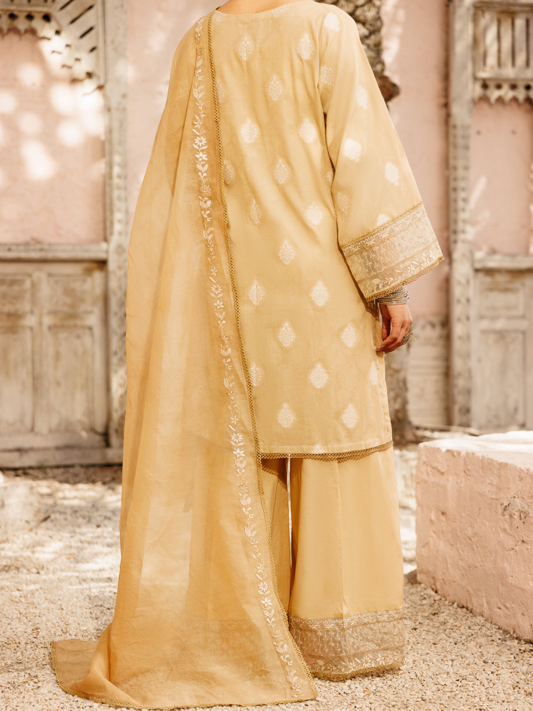 Beige Jacquard 3Pc Stitched - ALP-3PS-2176