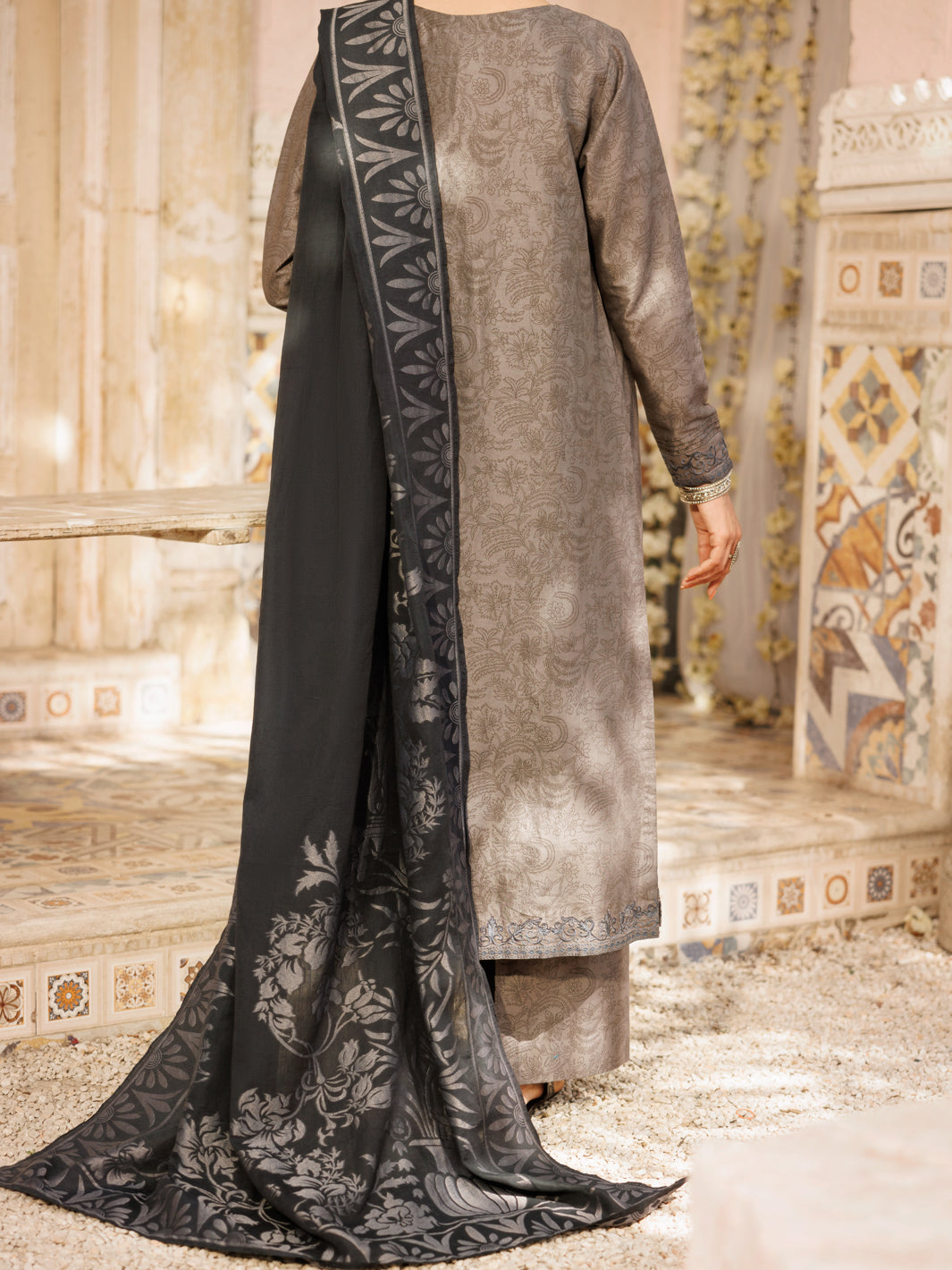 Grey Cambric 3Pc Stitched - ALP-3PS-2179