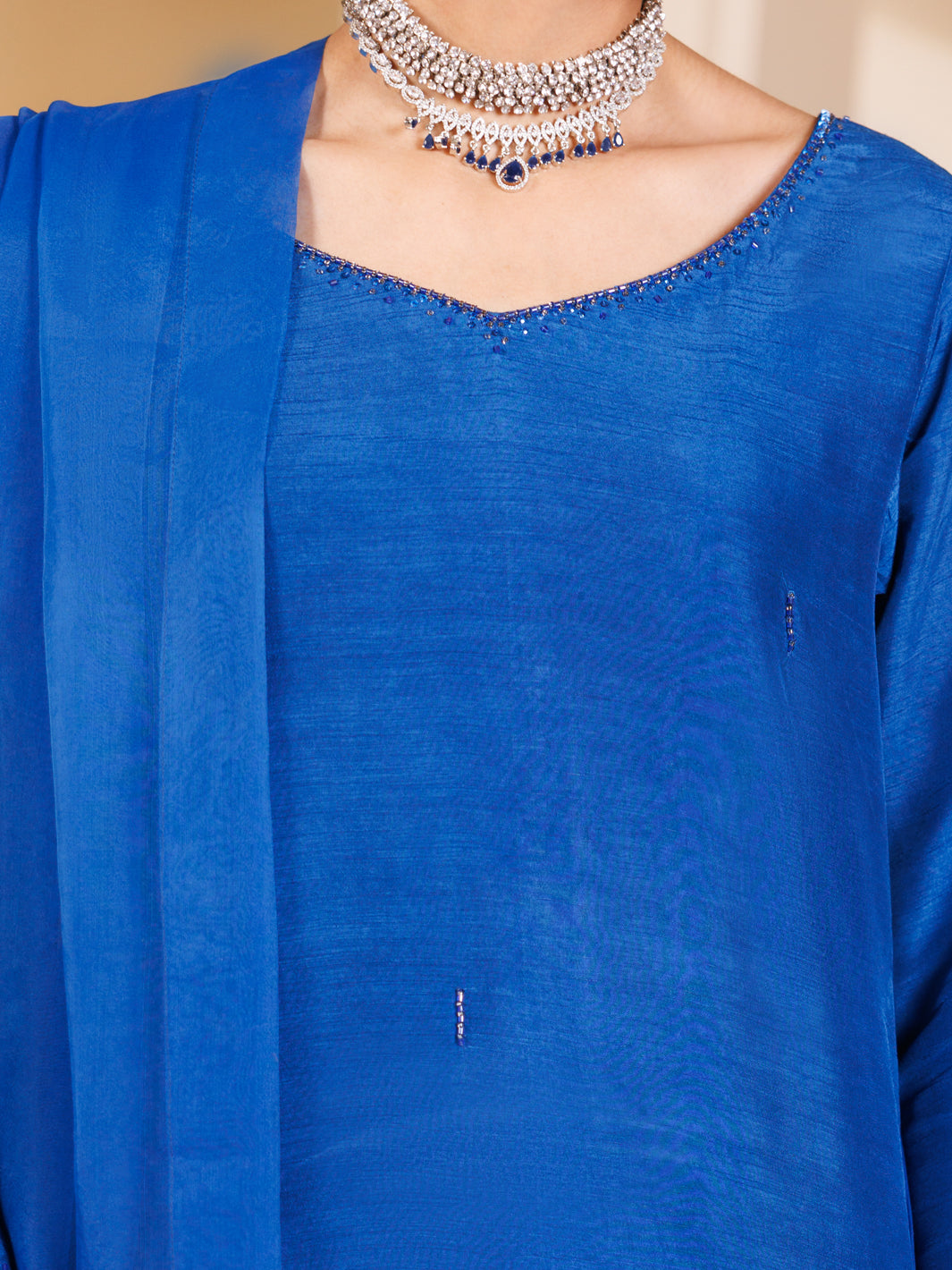 Blue Raw Silk 3Pc Stitched - ALP-3PS-2195