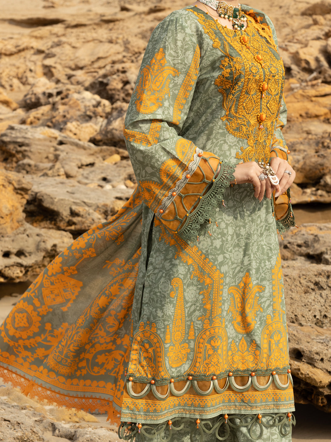 Sage Green Lawn 3Pc Unstitched - ALP-3PS-2218