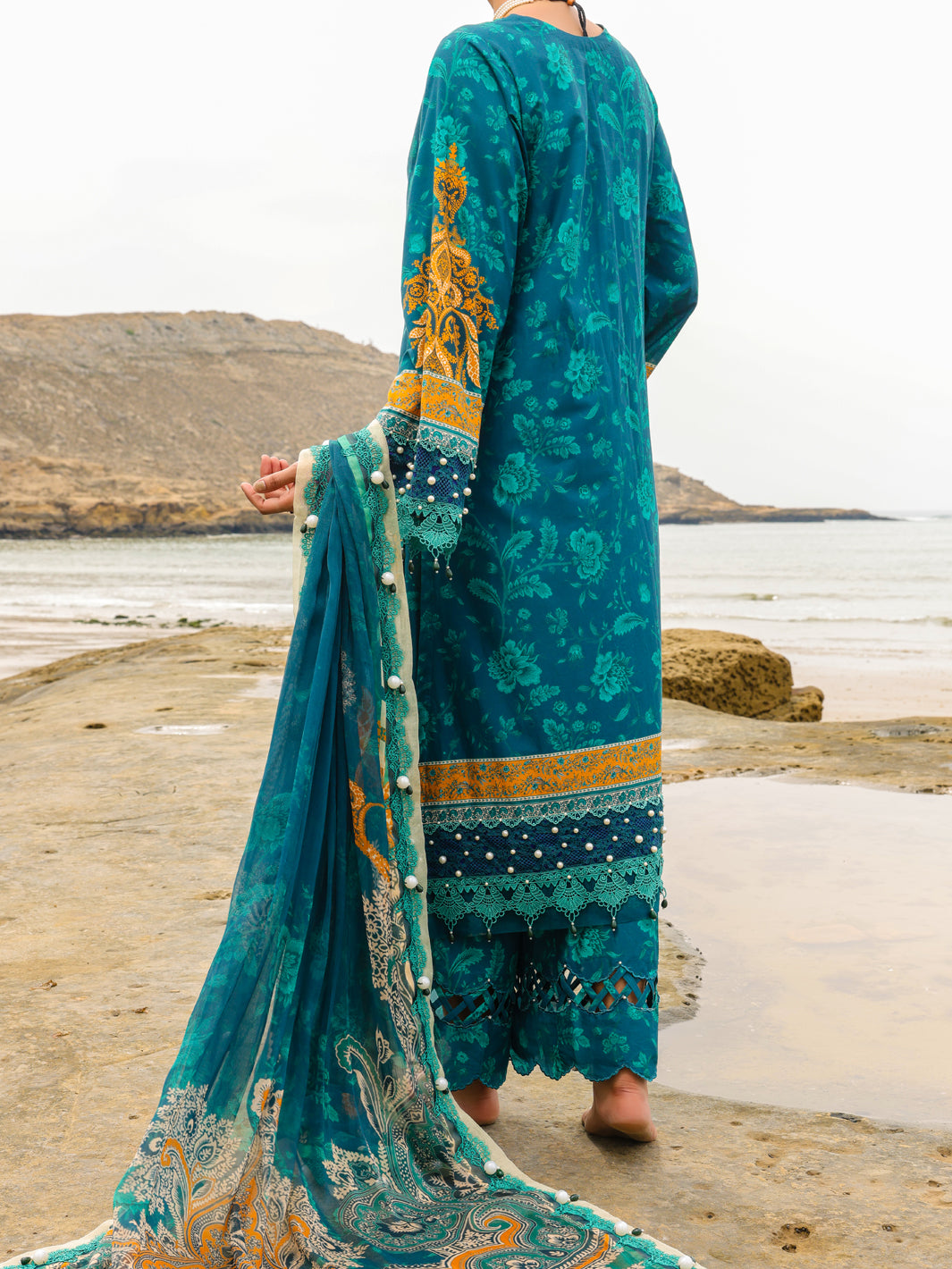 Teal Lawn 3Pc Unstitched - ALP-3PS-2222