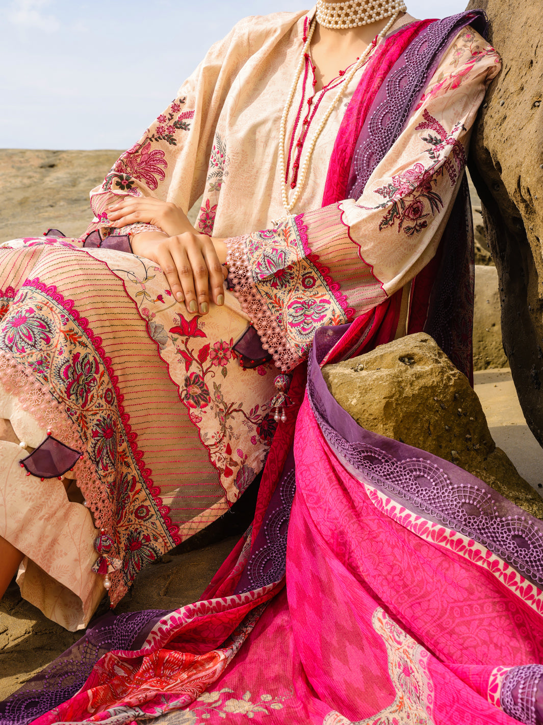 Cream Lawn 3Pc Unstitched - ALP-3PS-2224