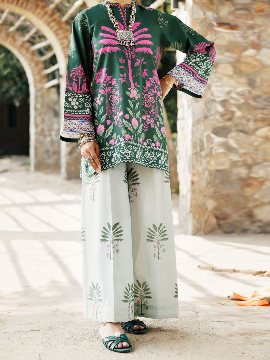 Green Cambric Kurti - ALP-LK-2274