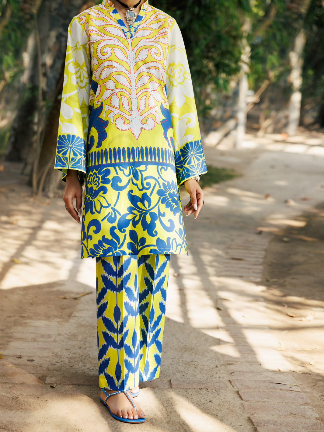 Lime Green Cambric Kurti - ALP-LK-2278