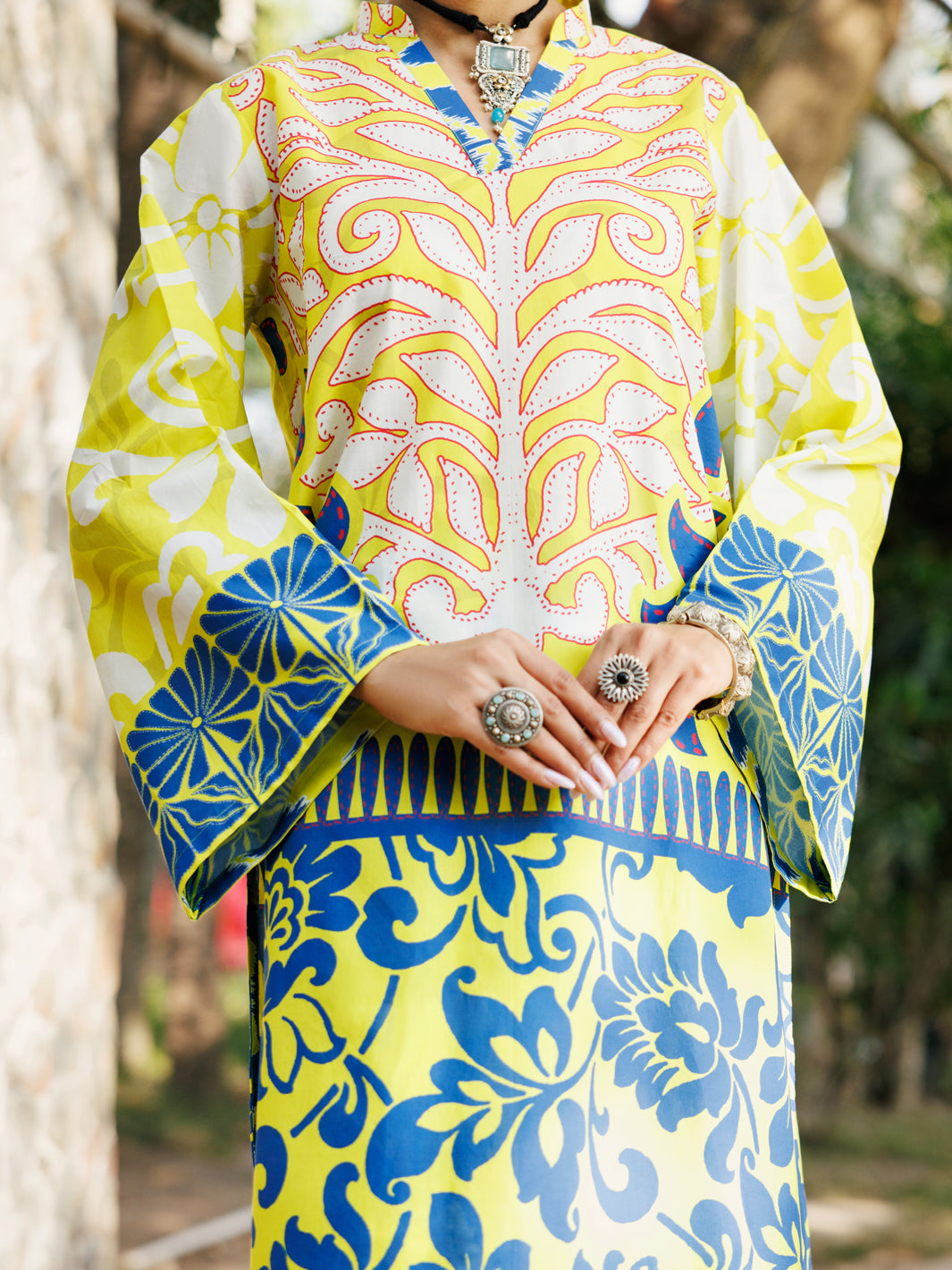 Lime Green Cambric Kurti - ALP-LK-2278