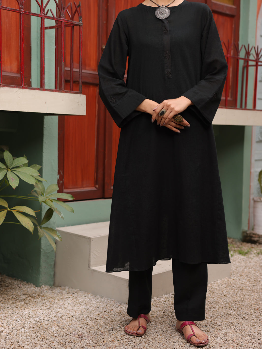 Black Dobby Jacquard 2Pc Stitched - ALP-2PS-LKS-1774