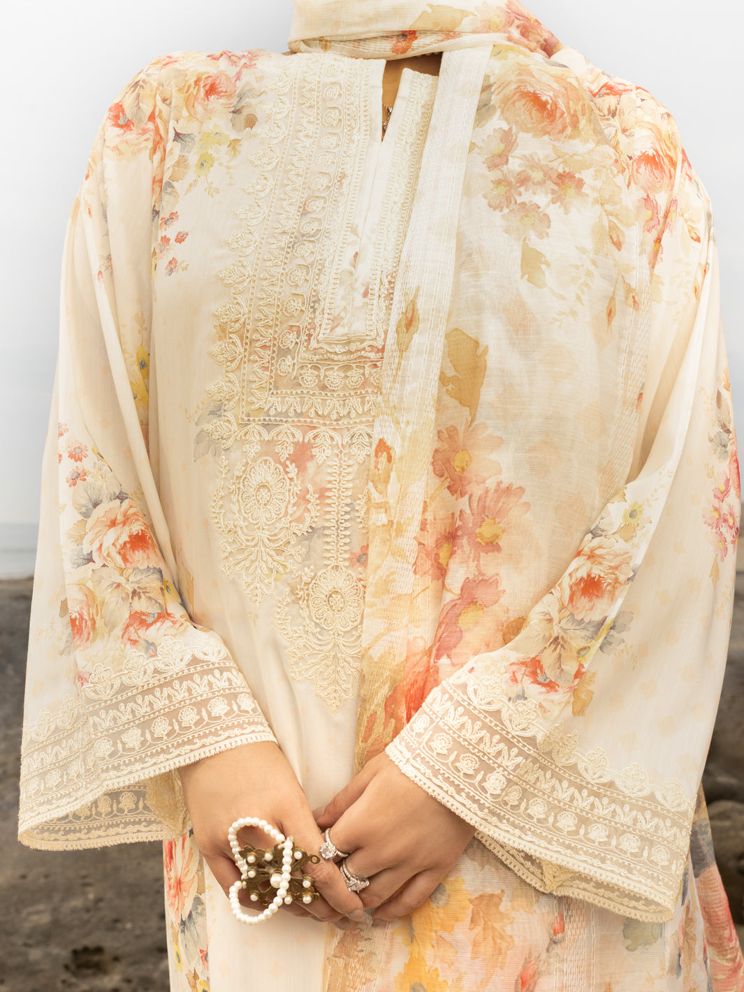 Cream Lawn 3Pc Unstitched - ALP-3PS-2219