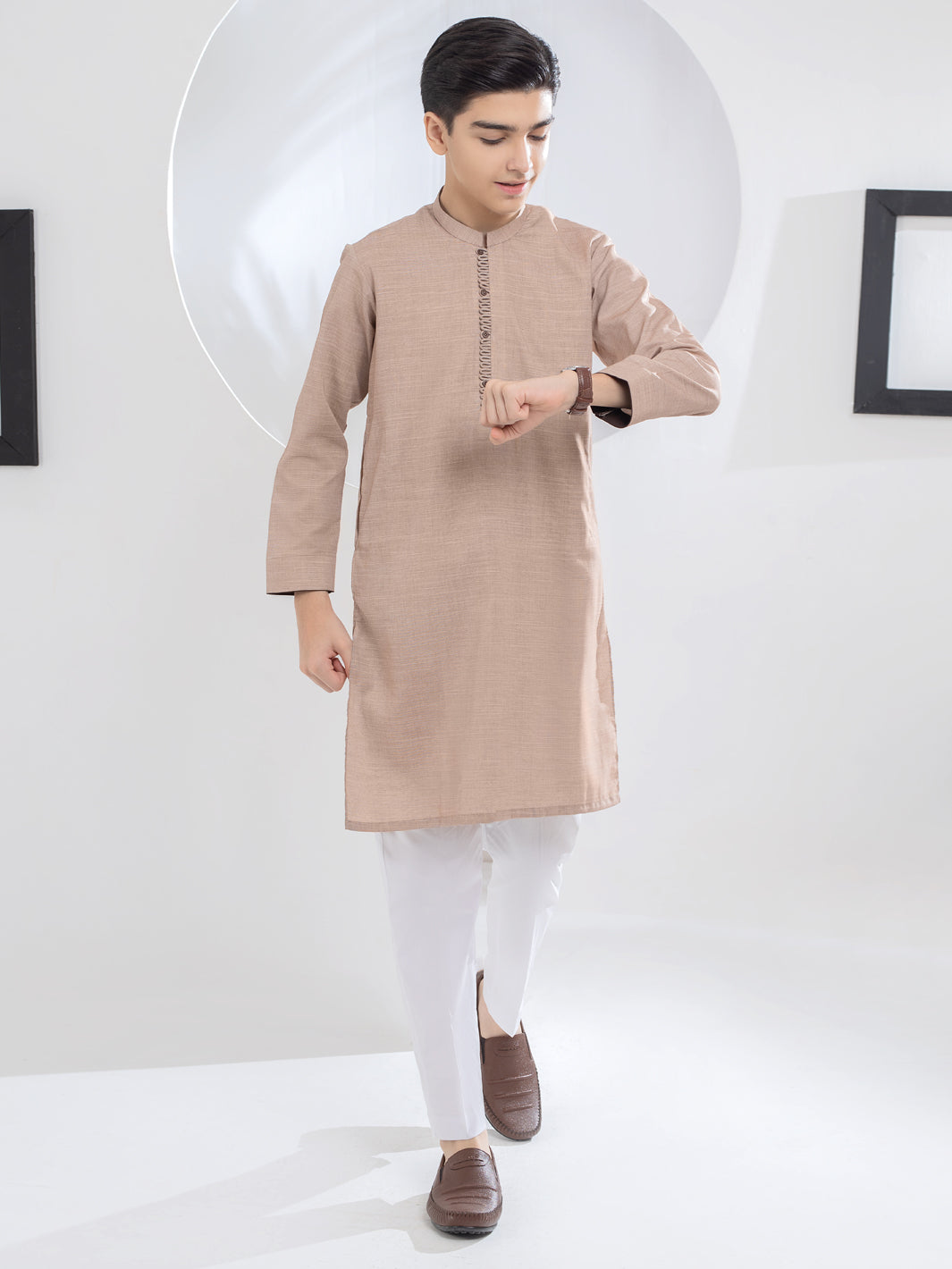 Brown Blended Kurta - ALT-K-044 - Almirah Online
