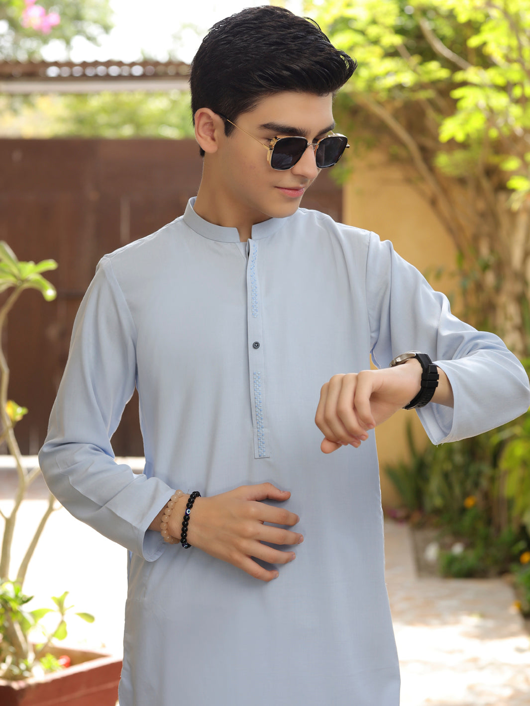 Light Blue Blended Kurta - ALT-K-058B