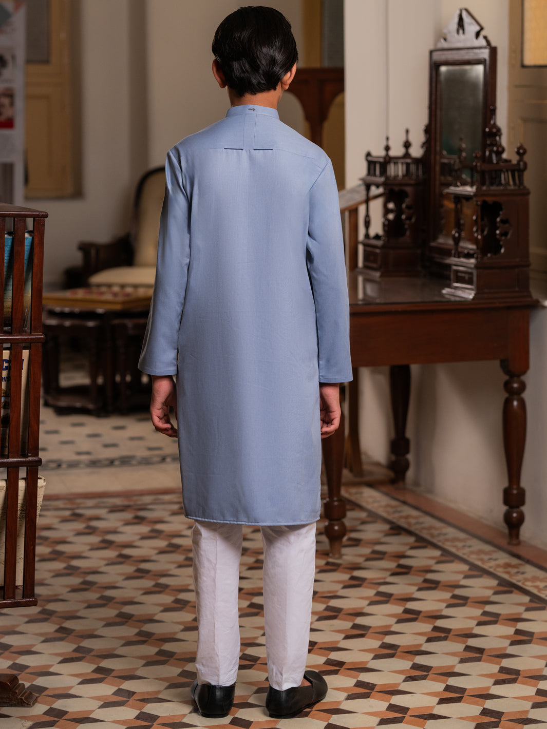 Light Blue Blended Kurta - ALT-K-063