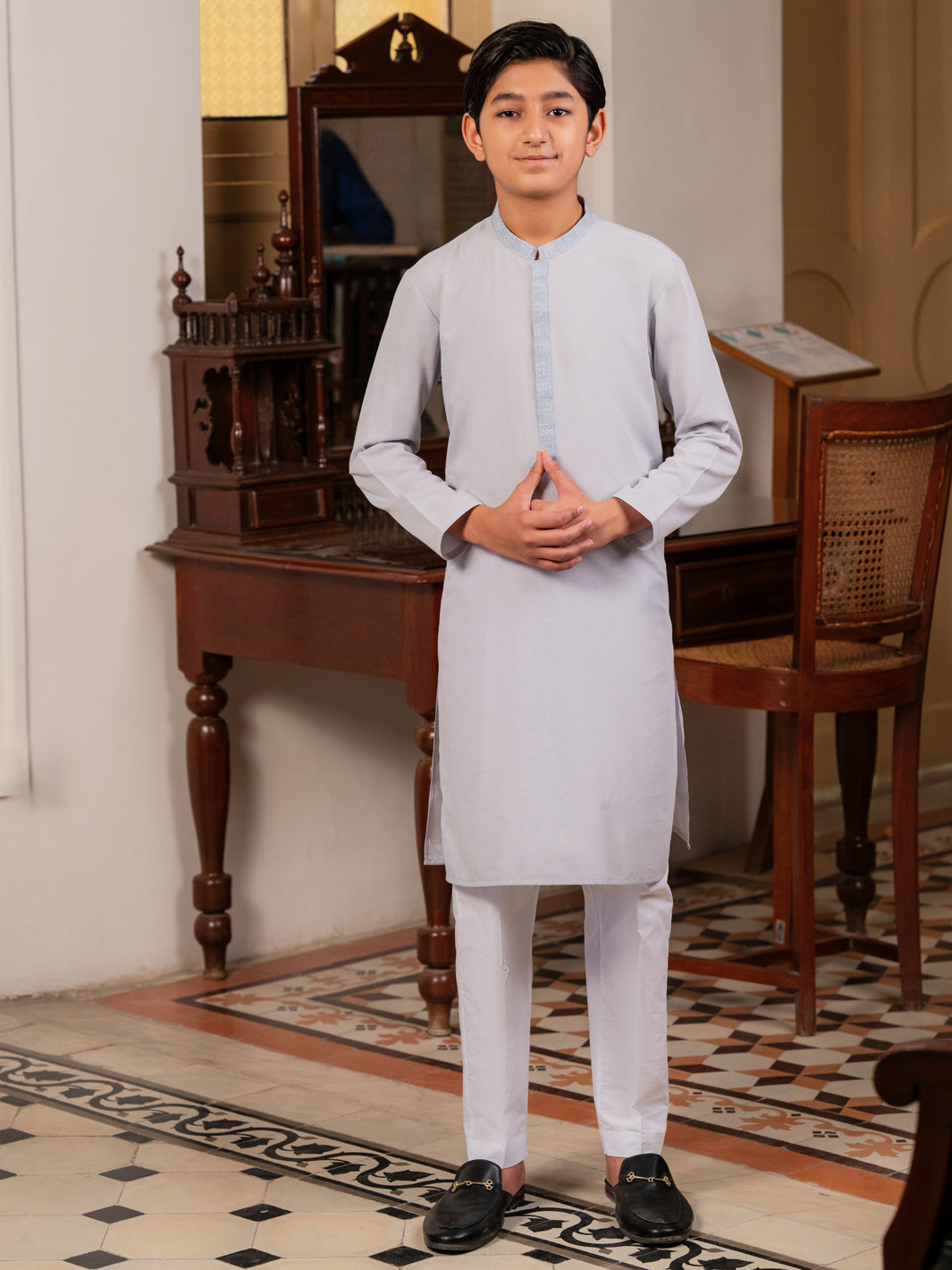 Light Blue Blended Kurta - ALT-K-064