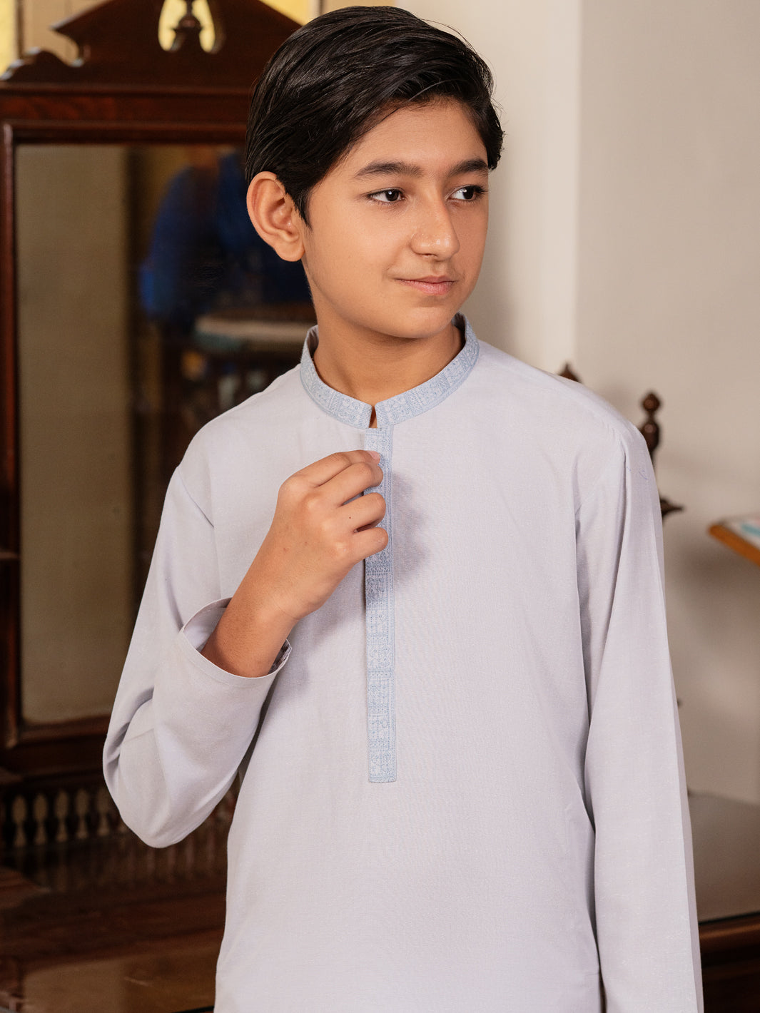 Light Blue Blended Kurta - ALT-K-064