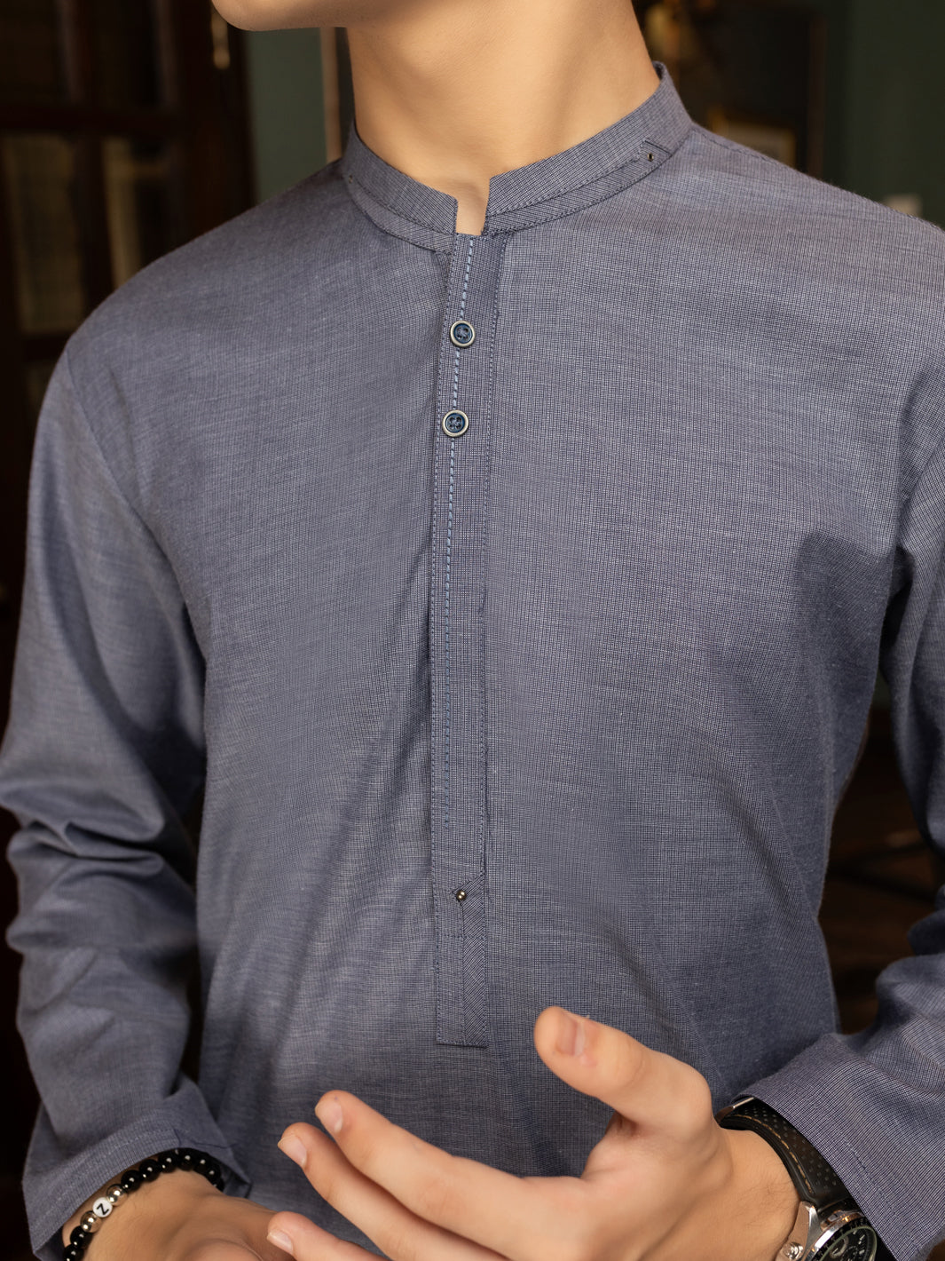 Blue Blended Kameez Shalwar - ALT-KS-074