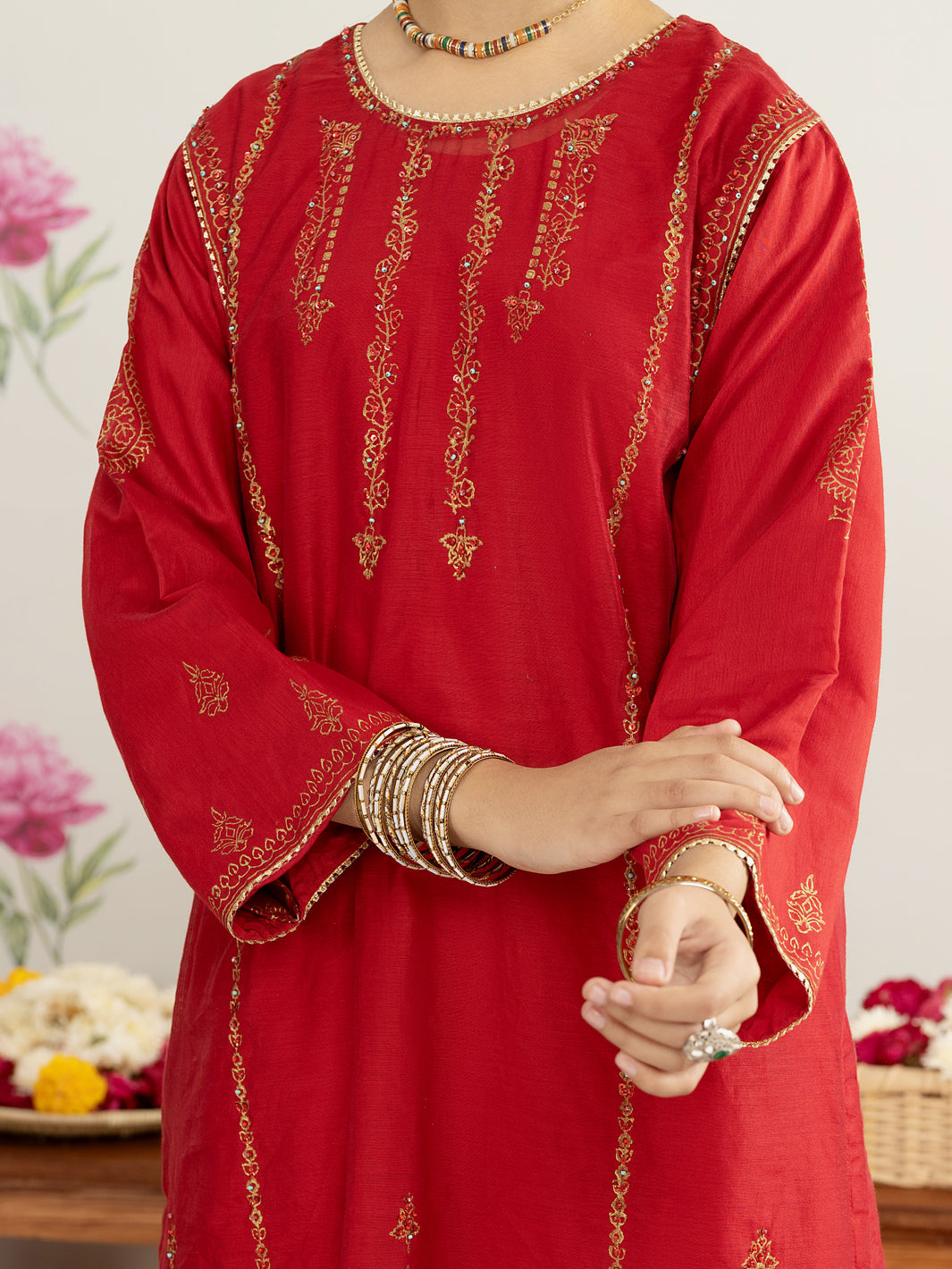 Red Modal 2 Piece Stitched - ALT-2PS-LKS-1125 - Almirah Online