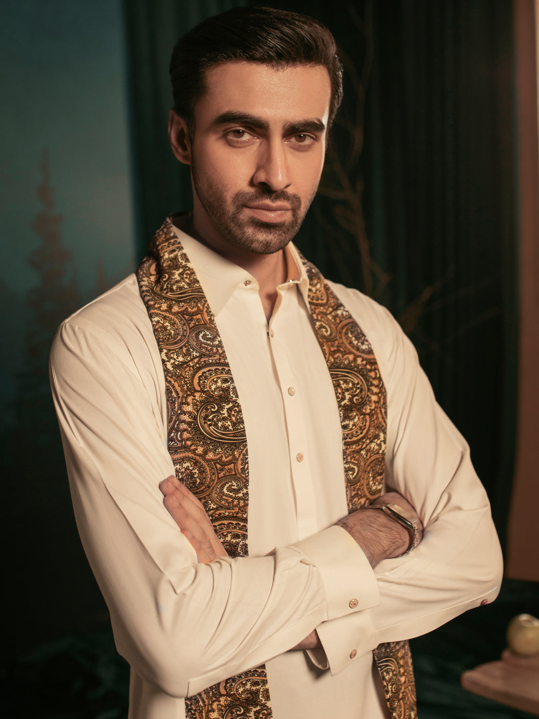 Off White Blended Kameez Shalwar - ALWA-KS-390