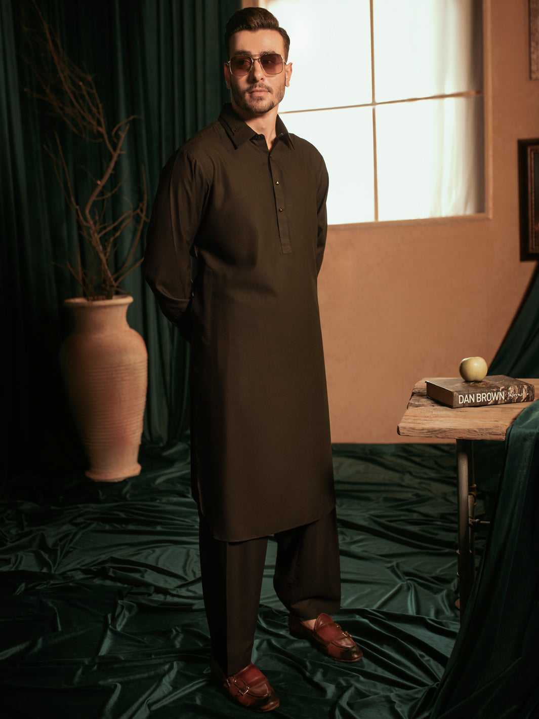 Black Blended Kameez Shalwar - ALWA-KS-400