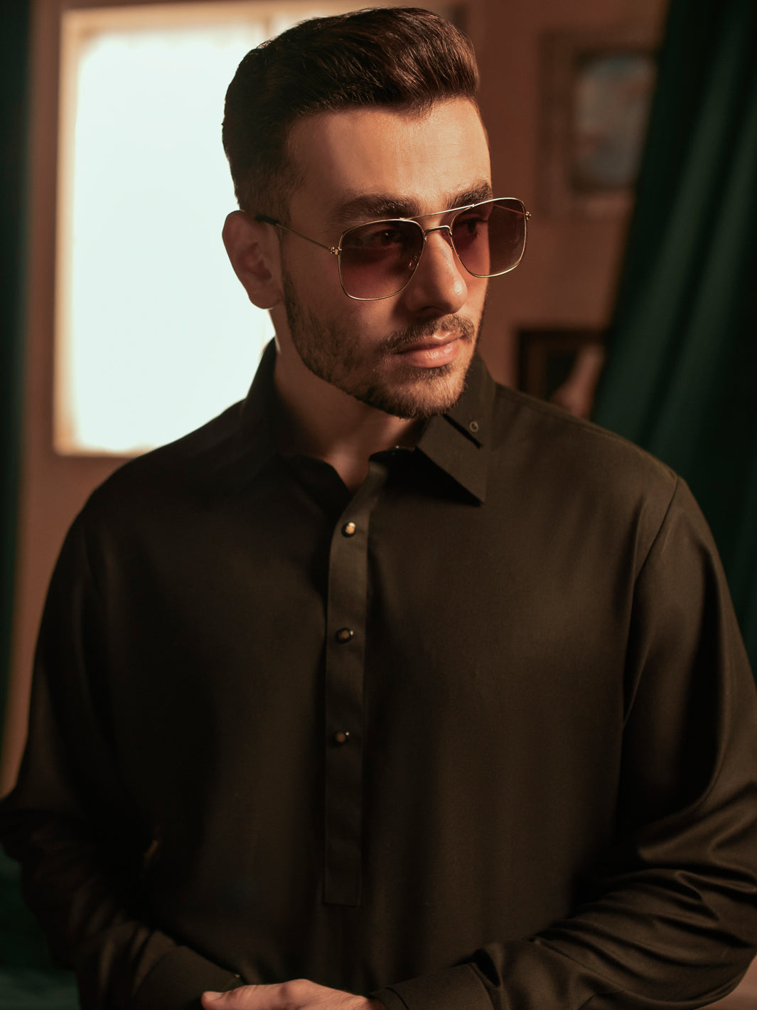 Black Blended Kameez Shalwar - ALWA-KS-400