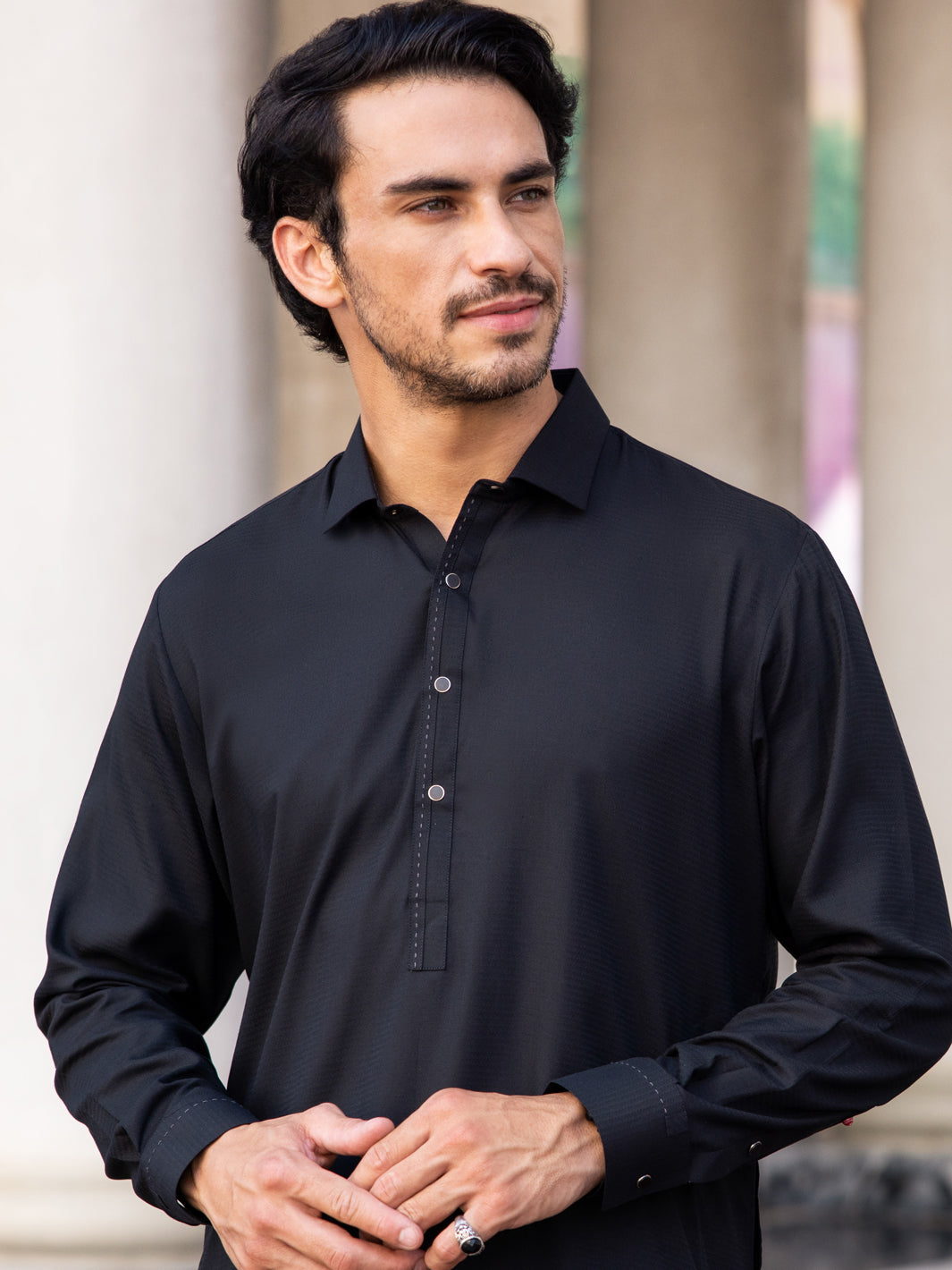 Black Blended Kameez Shalwar - ALWA-KS-432 - Almirah Online