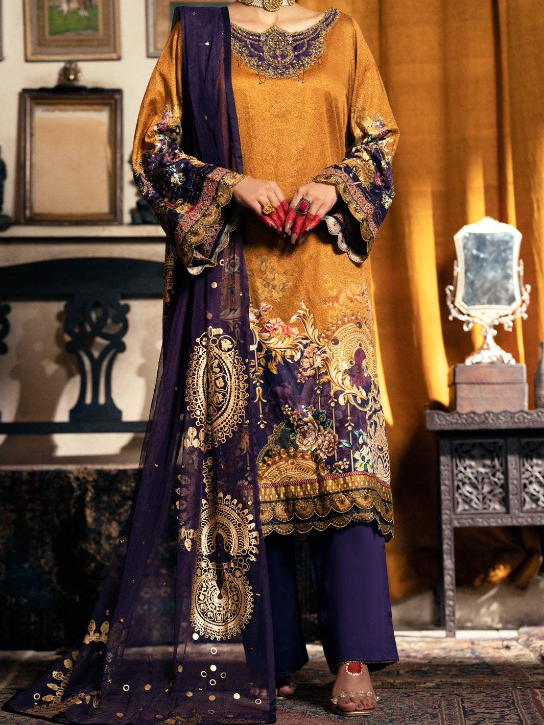 Brown Cotton Silk 3 Piece Stitched - AWP-3PS-564