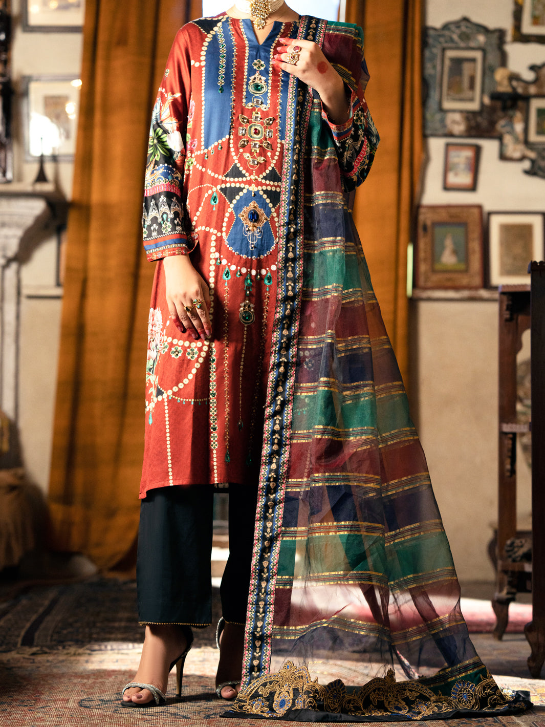 Maroon Cotton Silk 3Pc Unstitched - AWP-3PS-565