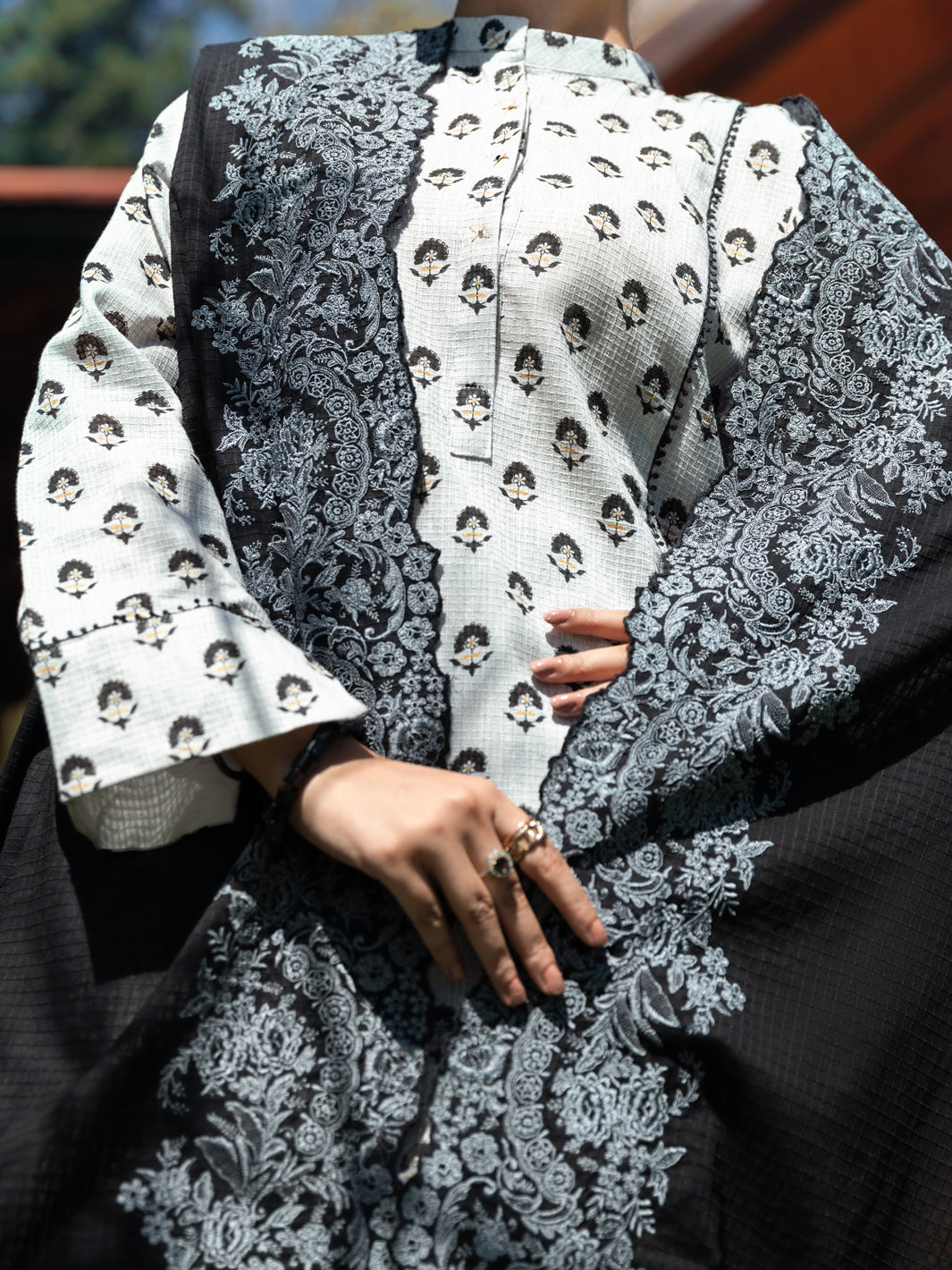 Grey Dobby Jacquard 3 Piece Stitched - AWP-3PS-583