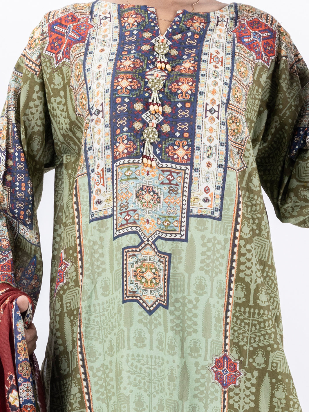 Green Cambric 3Pc Stitched - AWP-3PS-687