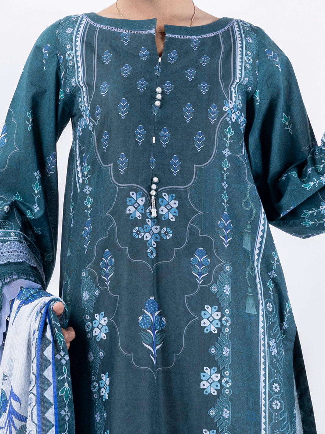 Teal Cambric 3 Piece Stitched - AWP-3PS-688